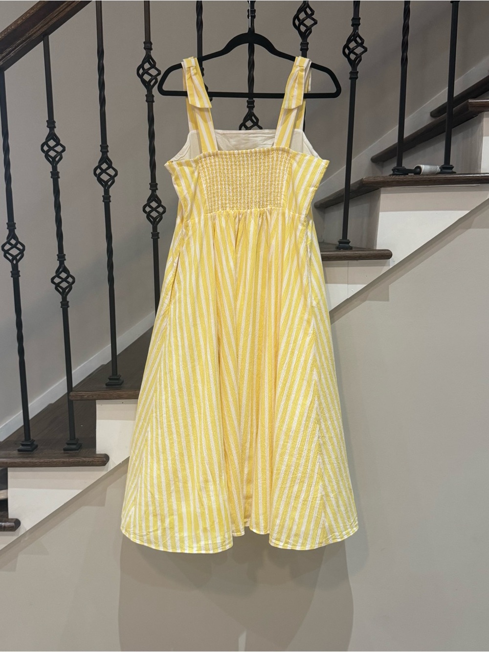 Kate Spade yellow and white striped A-lined midi dress - Picture 5 of 8